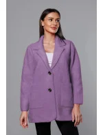 Krátký fialový vlněný přehoz přes oblečení typu alpaka model 18059147 - MADE IN ITALY Krátký fialový vlněný přehoz přes oblečení typu alpaka model 18059147 - MADE IN ITALY