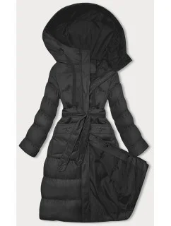 DAMSKA DŁUGA KURTKA ZIMOWA Z KAPTUREM CZARNA model 21245822 - J.STYLE