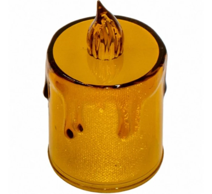 DEKORATIVNÍ SVÍČKA 8 CM JANTAROVÁ TEPLÁ BÍLÁ 1 LED