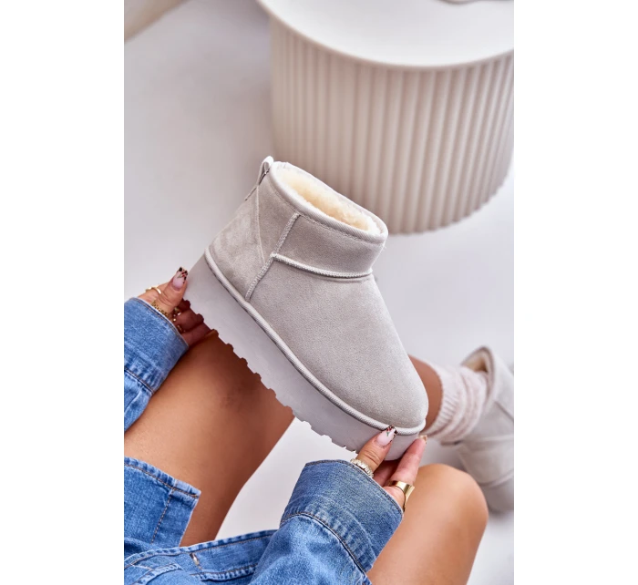 Dámské Sněhule Na Platformě Zateplené Kožíškem Světle Šedé Xamella