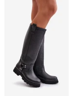Kožené dámské holínky nad kolena černé Lewski 3615 Kožené dámské holínky nad kolena černé Lewski 3615