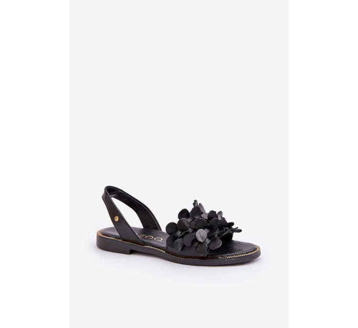 Kožené Sandály Na Plochém Podpatku Zazoo 40425 Černé