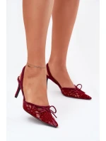 Krajkové Lodičky S Odkrytou Patou Bordové Annivirae Krajkové Lodičky S Odkrytou Patou Bordové Annivirae