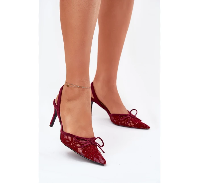 Krajkové Lodičky S Odkrytou Patou Bordové Annivirae Krajkové Lodičky S Odkrytou Patou Bordové Annivirae