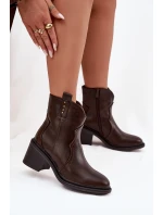 Zateplené dámské kotníkové boty na podpatku čokoládové Brilynn Zateplené dámské kotníkové boty na podpatku čokoládové Brilynn