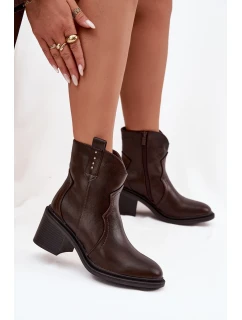 Zateplené dámské kotníkové boty na podpatku čokoládové Brilynn