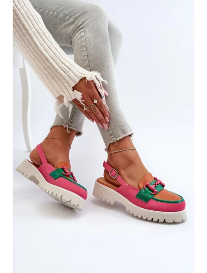 Dámské sandály na plochém podpatku s ozdobou oranžová D&A Dámské sandály na plochém podpatku s ozdobou oranžová D&A