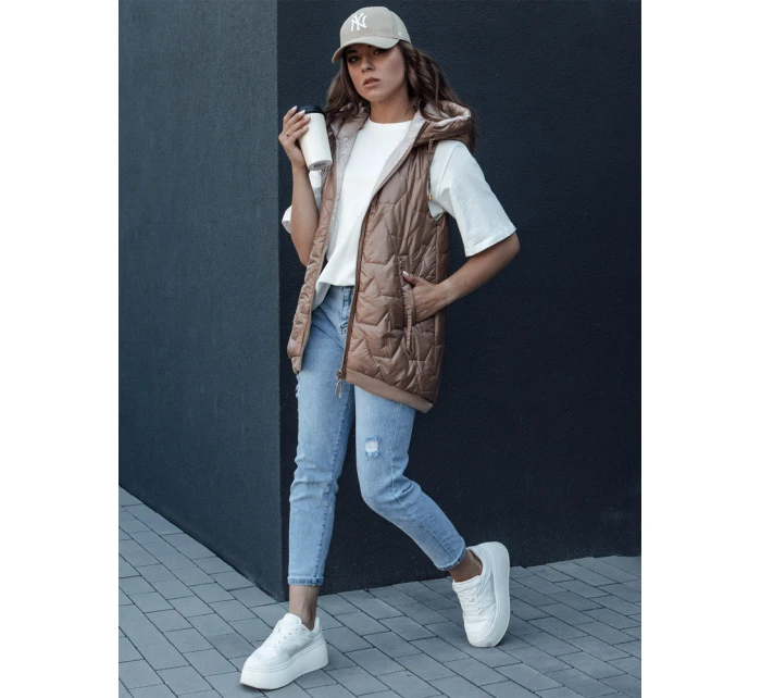 Dámská prošívaná vesta s kapucí COLINE zlatá FashionStreet TY4461