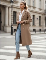 Dámský oversize kabát dlouhý camel Dstreet model 21982238 - FashionStreet