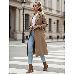 Dámský oversize kabát CAMELLYN dlouhý camel FashionStreet NY0743 Dámský oversize kabát CAMELLYN dlouhý camel FashionStreet NY0743