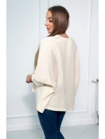 Mušelínová halenka s ohrnutými rukávy světle béžová