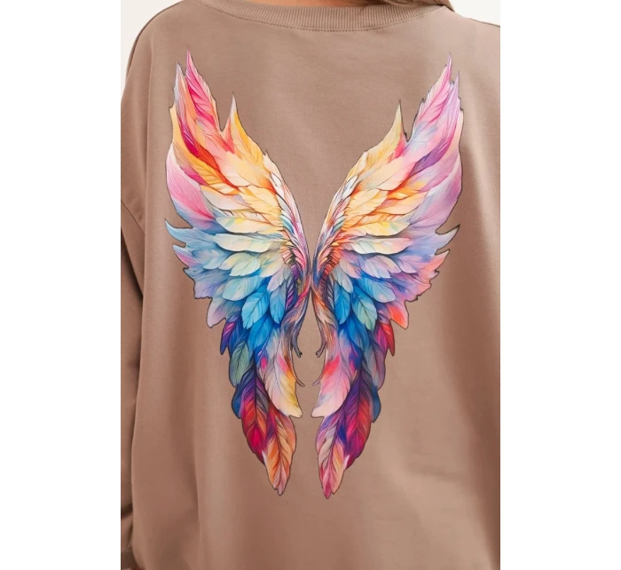 Dámská oversize mikina z bavlny s barevnými model 21421750 na zádech fango - K-Fashion