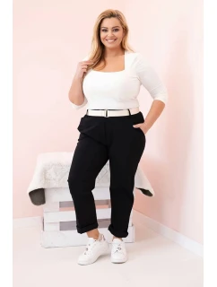 Dámské kalhoty Punto Milano Winter Plus Size s páskem černé