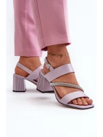 Dámské elegantní sandály na podpatku fialové D&A model 21659773 - S.Barski