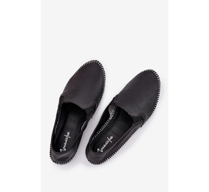 Kožené Baleríny model 21693631 Černé - Maciejka
