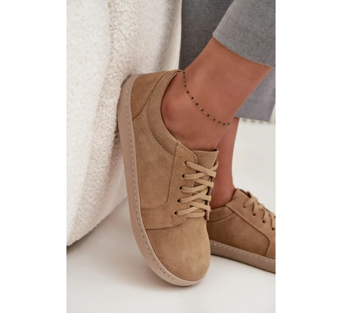 tenisky z přírodního semiše 314 béžové model 21712717 - Zazoo