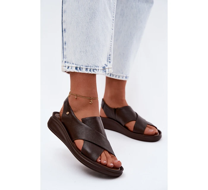 Zazoo 40392 Kožené dámské sandály čokoládové