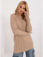 Sweter AT SW model 20463681 camelowy - FPrice Sweter AT SW model 20463681 camelowy - FPrice
