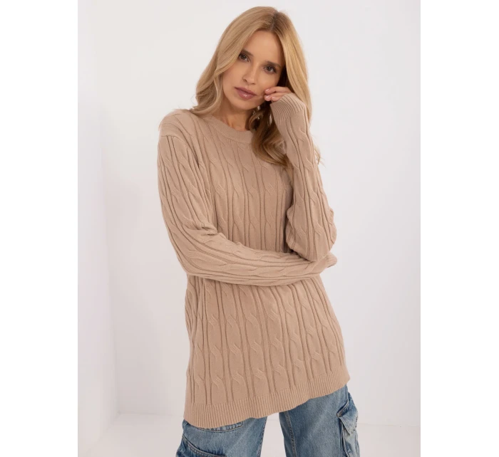 Sweter AT SW model 20463681 camelowy - FPrice Sweter AT SW model 20463681 camelowy - FPrice