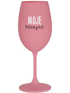 MOJE TERAPIE - růžová sklenice na víno 350 ml