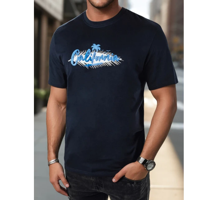 Pánské tmavě modré tričko s potiskem FashionStreet RX5372