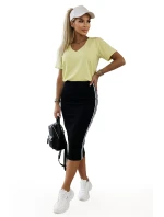 665-1 Dámská bavlněná halenka s výstřihem do V a krátkými rukávy - máslově žlutá