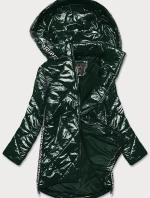 Lehká zelená lesklá dámská bunda s lemovkami (LD7258BIG)