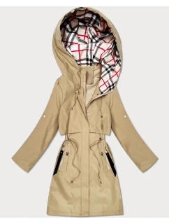 Lekka parka damska na podszewce Goodlookin piaskowa (KK60407-2#)