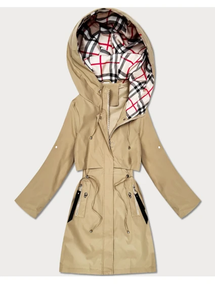 Lekka parka damska na podszewce Goodlookin piaskowa (KK60407-2#)