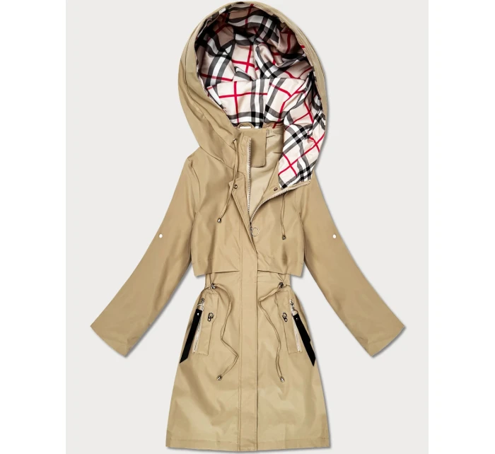 Lekka parka damska na podszewce Goodlookin piaskowa (KK60407-2#)