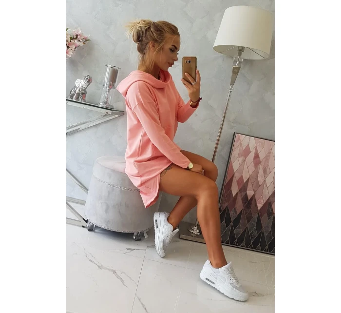 Mikina s dlouhými zády a kapucí meruňková Mikina s dlouhými zády a kapucí meruňková