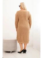 Dámské pletené šaty Plus Size s mohair v barvě camel