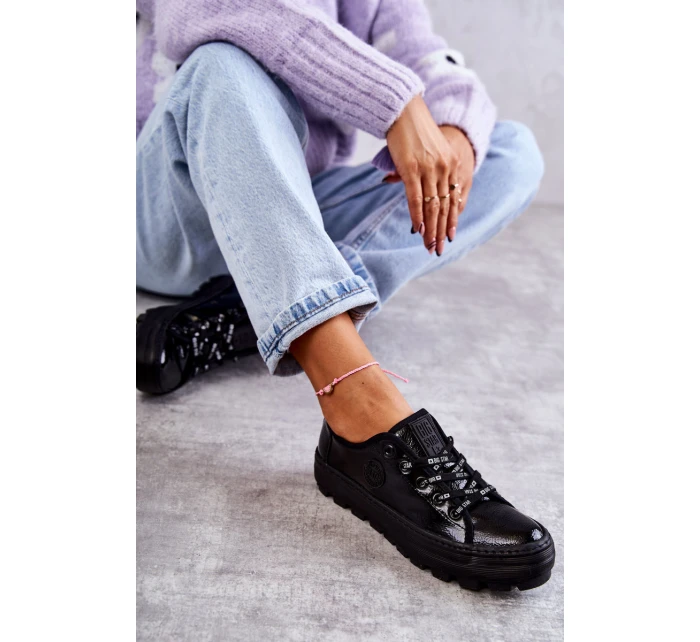 Módní lakované tenisky Big Star KK274044 Černá Módní lakované tenisky Big Star KK274044 Černá