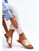 Dámské kožené žabky zlato model 21613216 - EVENTO Dámské kožené žabky zlato model 21613216 - EVENTO