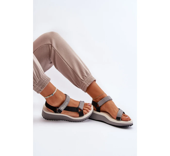 Dámské sandály na platformě a Big Star šedé model 21652812 - Big Star Shoes Dámské sandály na platformě a Big Star šedé model 21652812 - Big Star Shoes