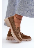 Dámské semišové mokasíny s ozdobou D&A TW117 hnědé Dámské semišové mokasíny s ozdobou D&A TW117 hnědé