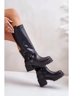 Kožené dámské holínky nad kolena černé Lewski model 21672823 - Boto