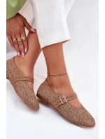 Baleríny S Pletením A Pásky Khaki model 21699466 - Boto