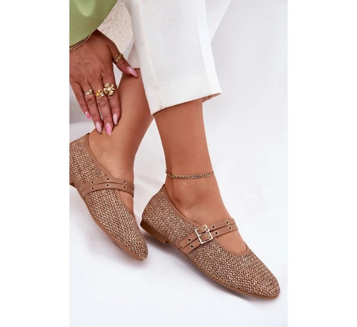 Baleríny S Pletením A Pásky Khaki model 21699466 - Boto