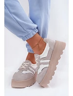 Semišové tenisky na platformě model 22095152 bílé - Goe