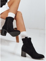 Dámské semišové kozačky na podpatku černé FashionStreet ZY1221