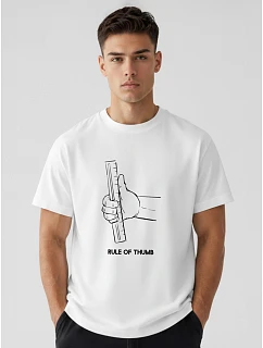 Pánské bavlněné tričko oversize s grafikou bílé FashionStreet NX1006R