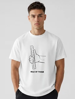 Pánské bavlněné tričko oversize s grafikou bílé FashionStreet NX1006R