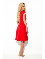 Červené rozšířené dámské šaty s přeloženým obálkovým výstřihem model 17388029 - numoco