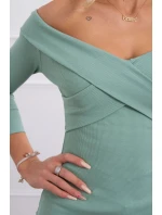 Halenka s výstřihem do V tmavě mátová Halenka s výstřihem do V tmavě mátová