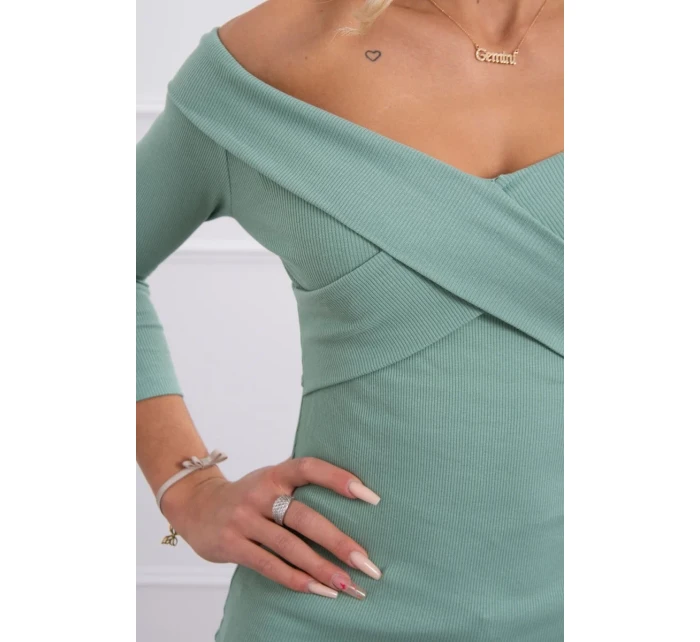 Halenka s výstřihem do V tmavě mátová Halenka s výstřihem do V tmavě mátová