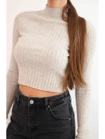 Dámské pruhované šaty s rolákem a ozdobnými knoflíky bordová