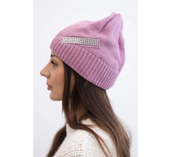 Dámská zimní vlněná čepice s ozdobnými krystalky K399 černá