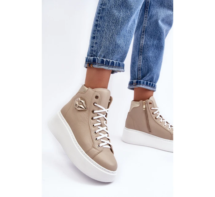 Dámské vysoké tenisky na zip Lemar Bež Katerin Dámské vysoké tenisky na zip Lemar Bež Katerin