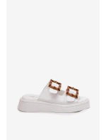 Eko Kožené Sandály Dámské Na Platformě S Přezkami Bílé model 21699634 - Boto Eko Kožené Sandály Dámské Na Platformě S Přezkami Bílé model 21699634 - Boto